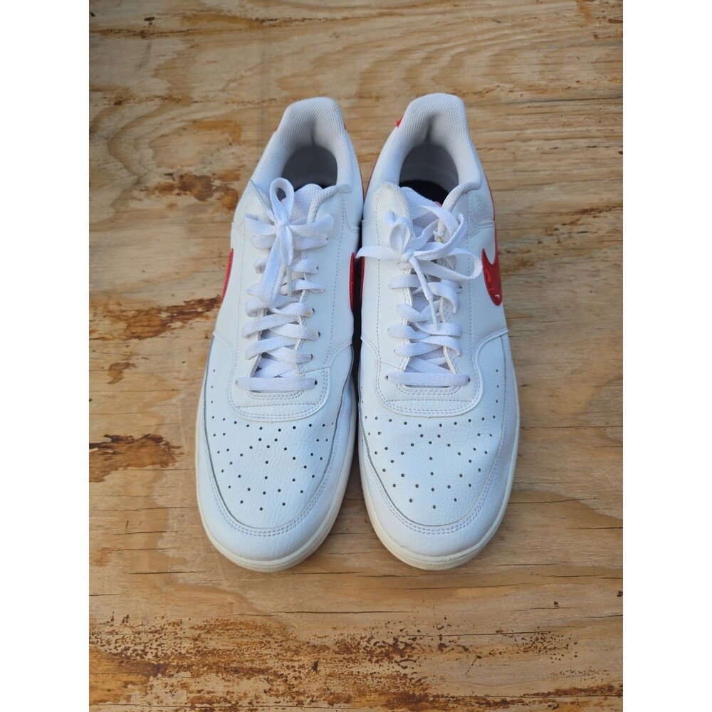Nike Court Vision Low White Red Sneakers Men’s Size 15 - Picture 2 of 9